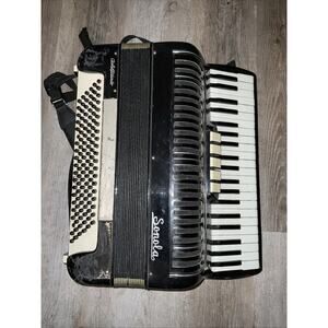 Vtg Sonolo Castelfidardo Accordion Black Body & 5 Keys